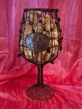 Decorative Wine Cork Holder - Black Metal Wine Glass Display